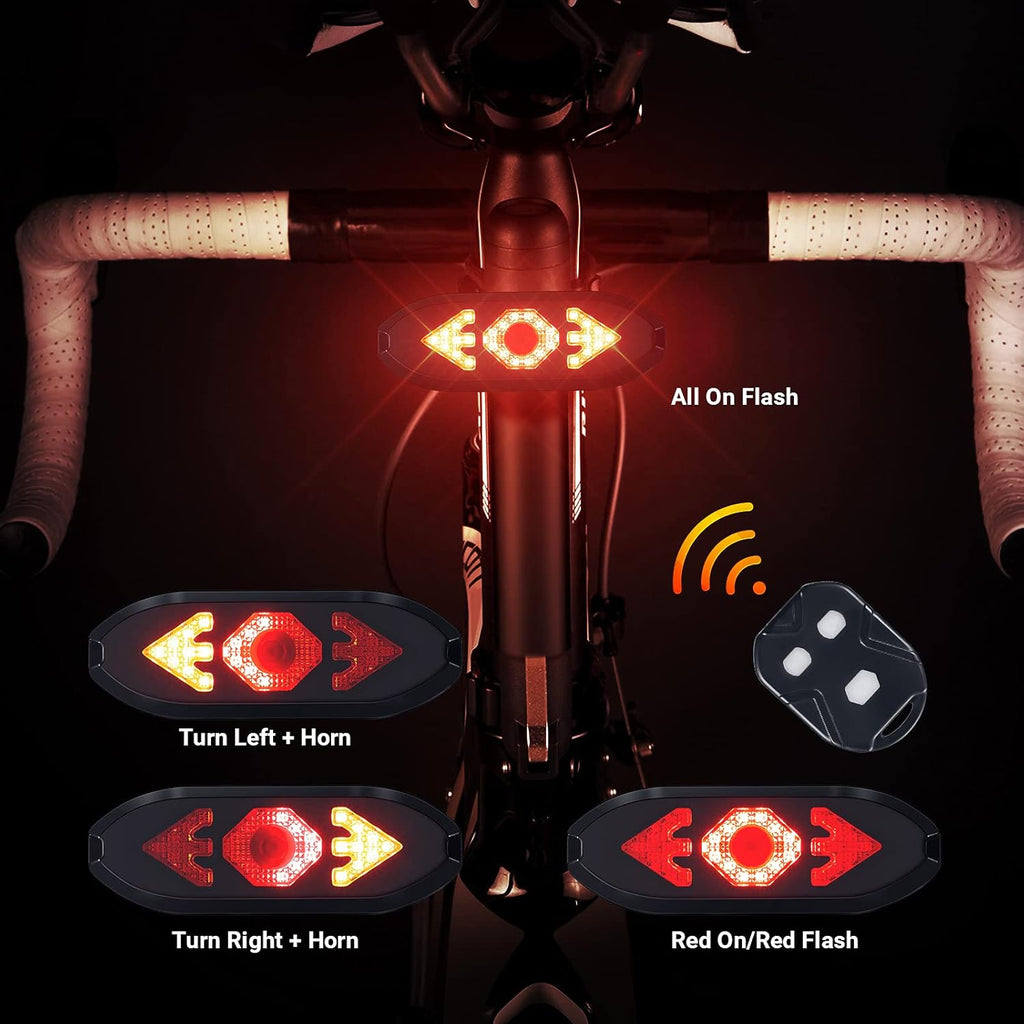 Bike Tail Light with Turn Signals Wireless Remote Control Waterproof Bicycle